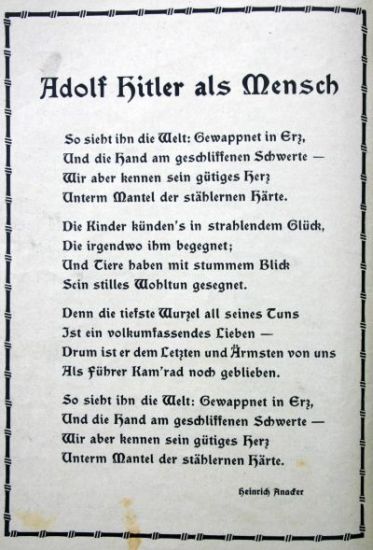 Gedicht Hitler als Mensch